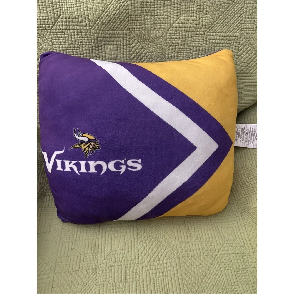 Minnesota Vikings NFL Plush Throw Pillow 14x14 Purple Gold Football Decor SOFT